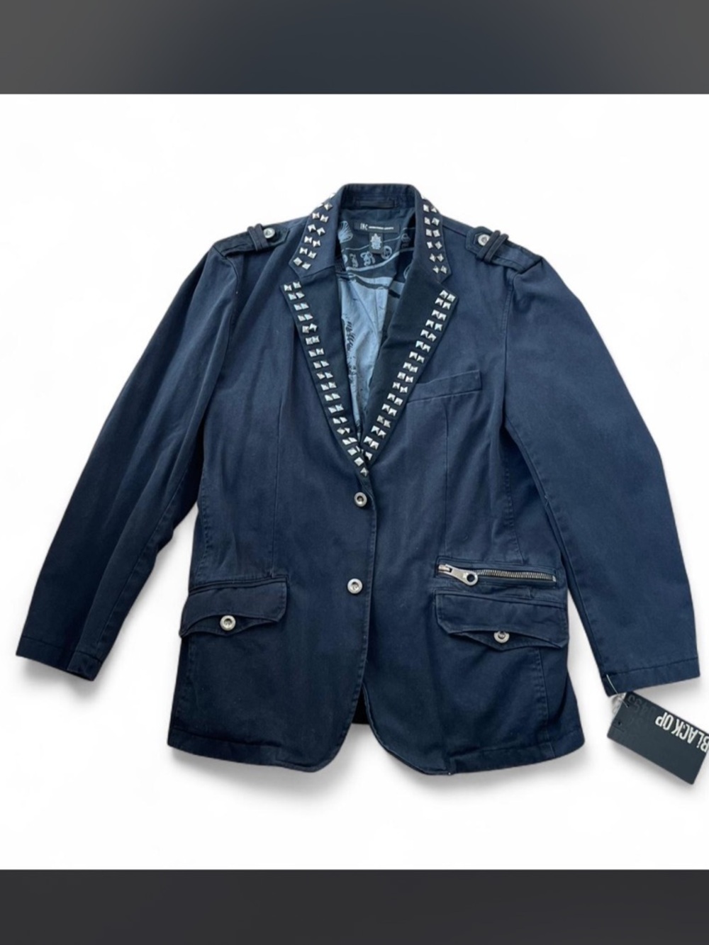 Stud-Trim Black Men's Blazer Jacket